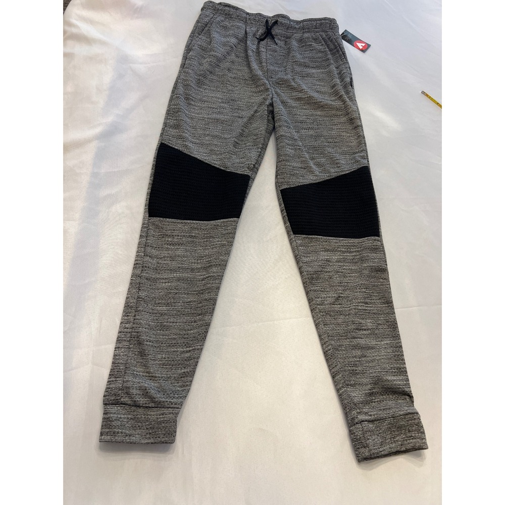 Airwalk Big Boys Large Gray Heathered Joggers Black Mesh Knee Panels Size